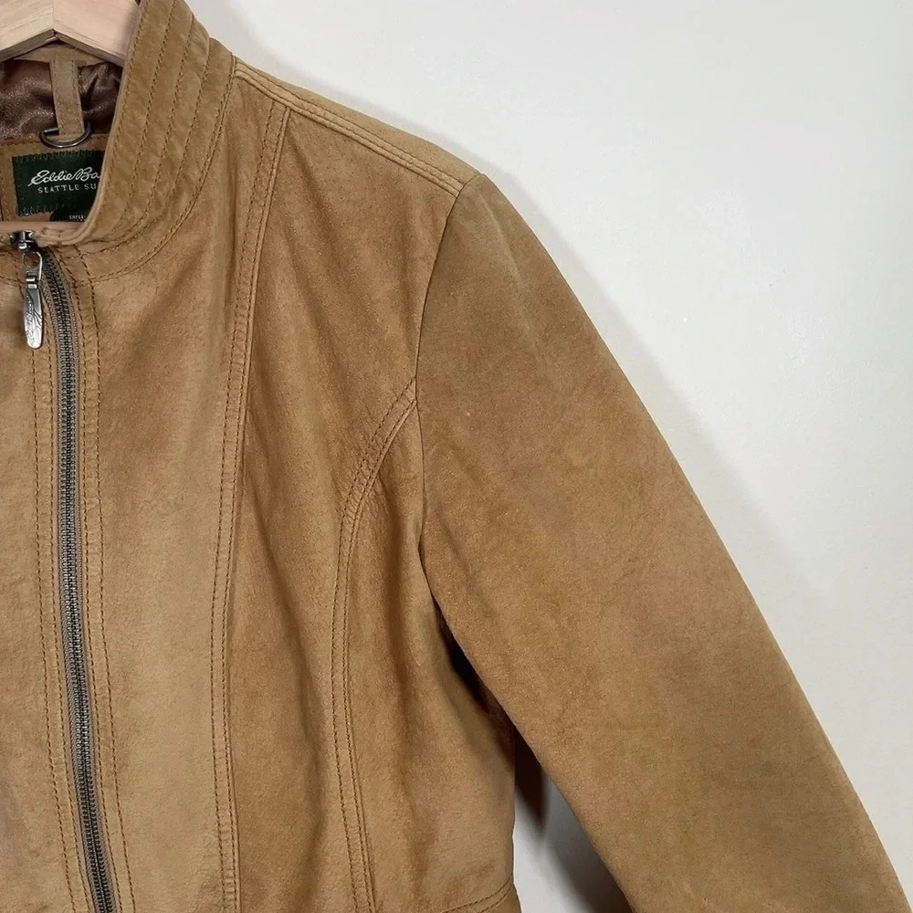 Eddie Bauer Seattle Suede Women's Medium Full Zip  Leather Jacket - Picture 5 of 16